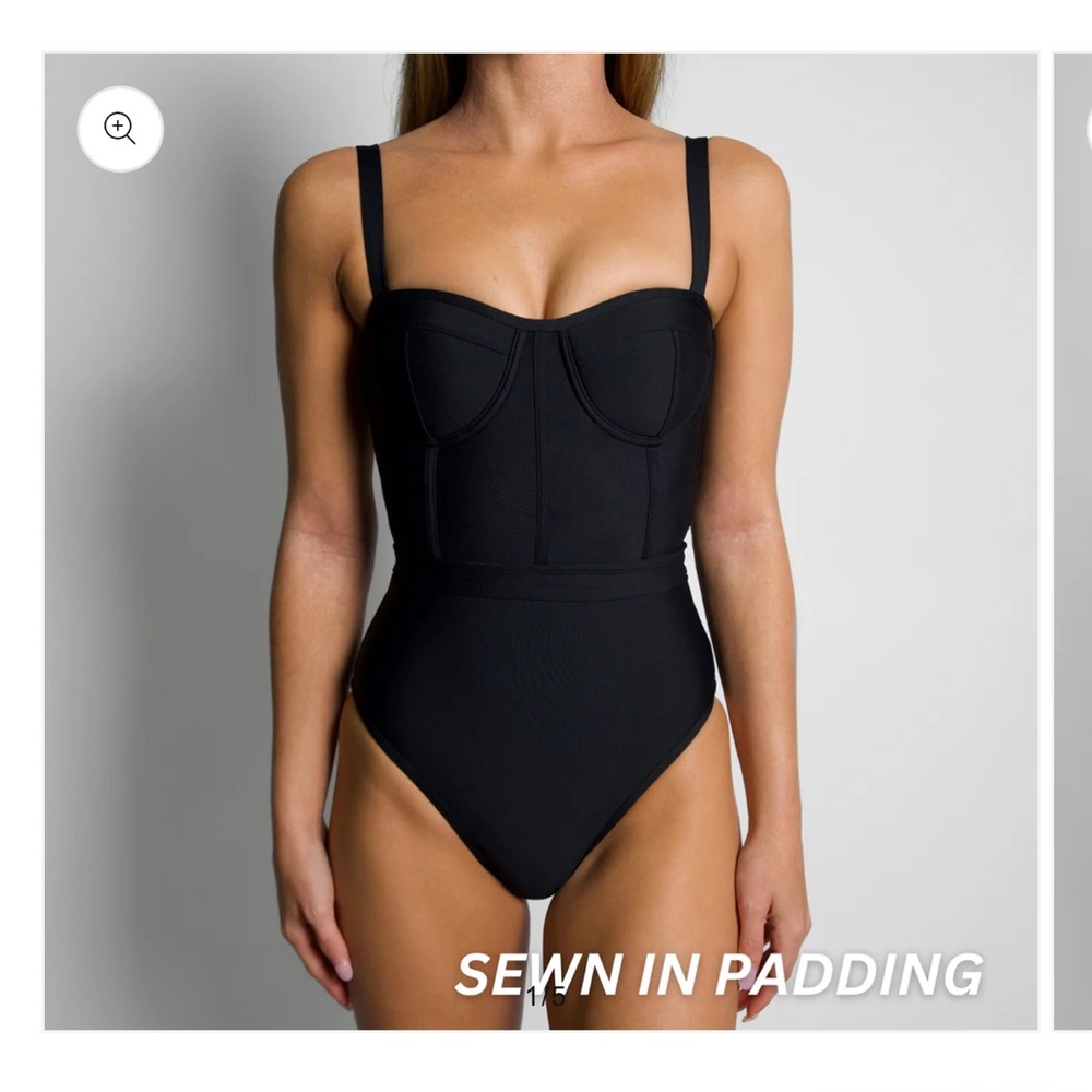 93 Play Street Naomi Black Corset One Piece Swimsuit